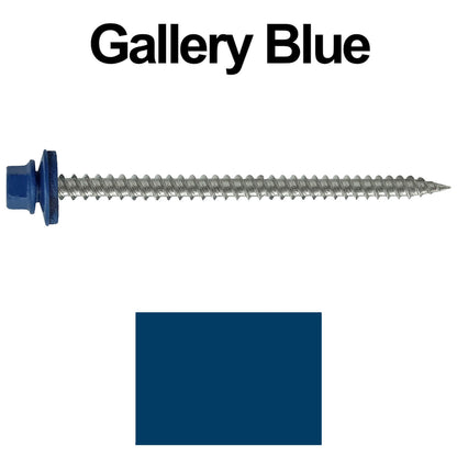 #9 x 3" Stainless Steel Metal Roofing Screws - Hex Washer Head - Self starting/self tapping - EPDM washer. Colored head.