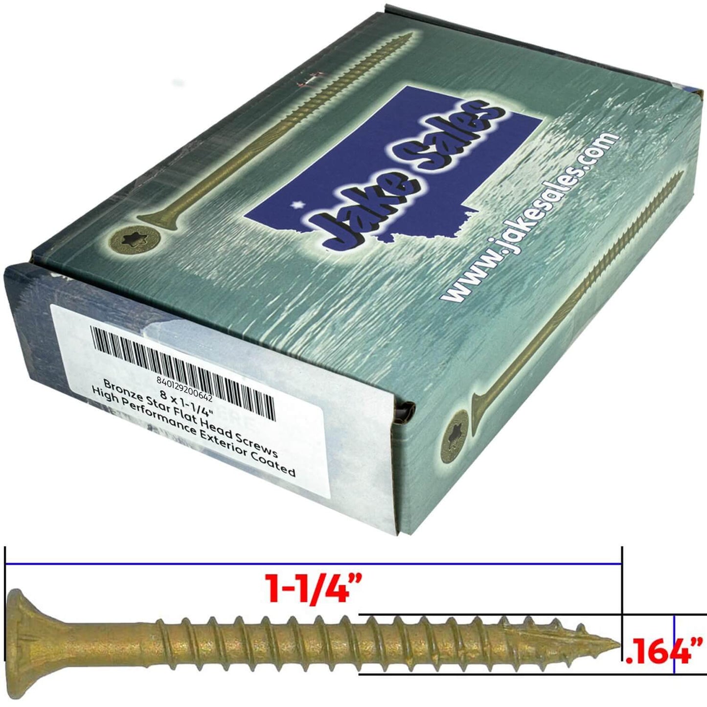 #8 x 3/4" - 2" Bronze Exterior Coated Wood Screw Torx/Star Drive Head - Multipurpose Exterior Coated Torx/Star Drive Wood Screws