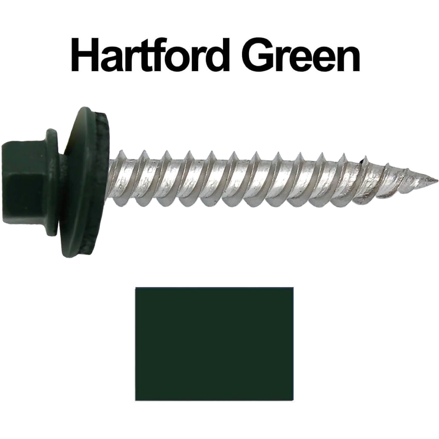 12 x 1-1/2" Stainless Steel Metal Roofing Screw: Hex ReGrip Sheet Metal Roof Screw. Sharp Point metal to wood siding screws. 5/8" EPDM washer. Product comes in 250 Count Bags  - Some Colors Special Order Only