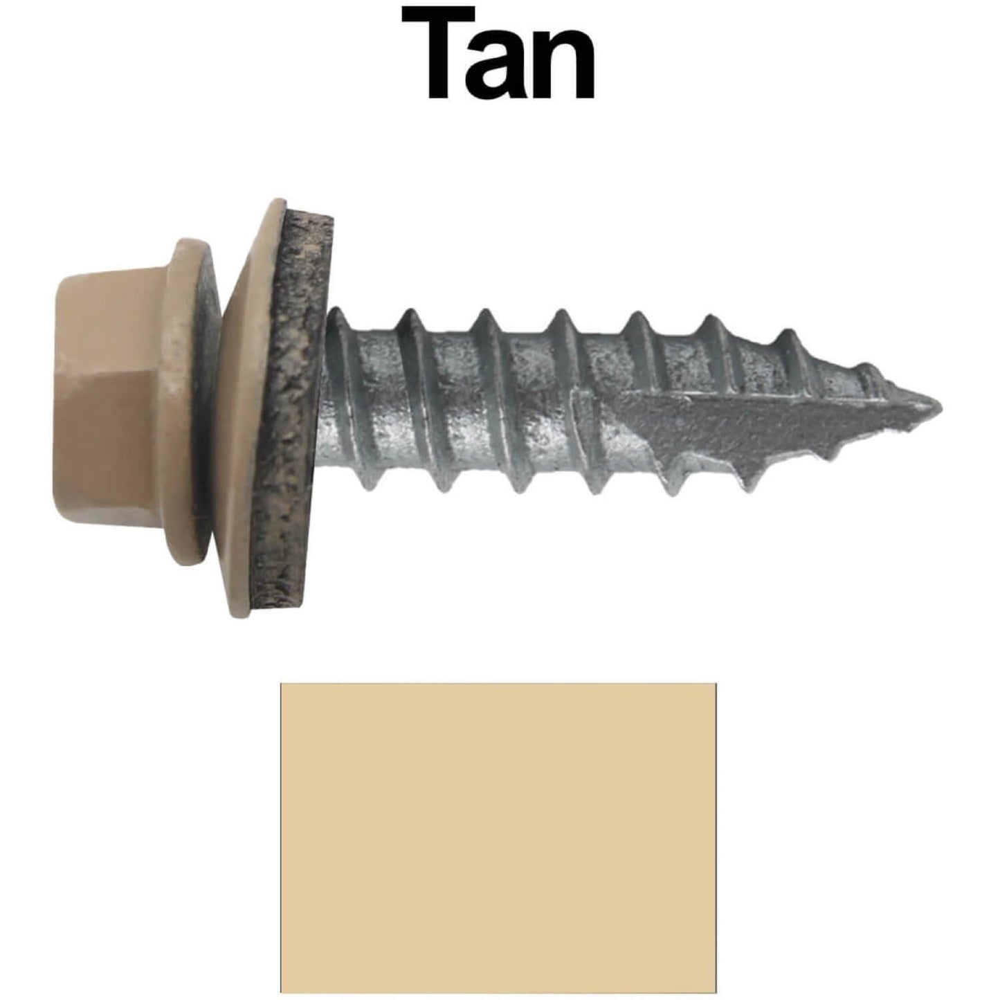 #14 x 1"  Metal ROOFING SCREWS - Hex Washer Head - Self starting/self tapping - EPDM washer. Colored head.
