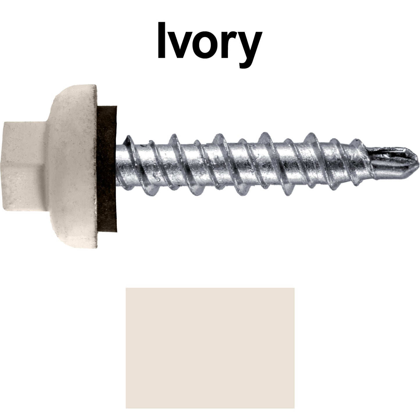 10 X 1" Zinc Aluminum Cap MINI-DRILLER Roofing Screws HI-LO THREAD Zinc Plated Carbon Steel Shank - EPDM Washer - Colored head