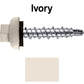10 X 1" Zinc Aluminum Cap MINI-DRILLER Roofing Screws HI-LO THREAD Zinc Plated Carbon Steel Shank - EPDM Washer - Colored head