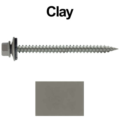 9 x 2-1/2" - Stainless Steel Metal Roofing Screws - Hex Washer Head -  Self starting metal to wood siding screws. EPDM washer. Colored head.