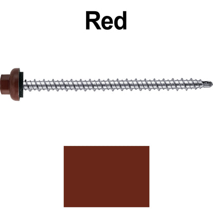 10 X 3" Zinc Aluminum Cap MINI-DRILLER Roofing Screws HI-LO THREAD Zinc Plated Carbon Steel Shank - EPDM Washer - Colored head