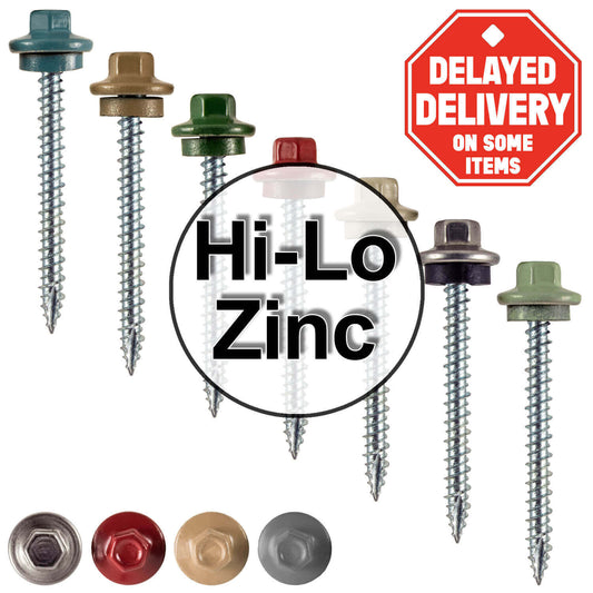 10 x 2” - STAINLESS HEX / ZINC Sheet Metal Roof Screw. Self starting metal to wood siding screws. EPDM washer. Colored head.