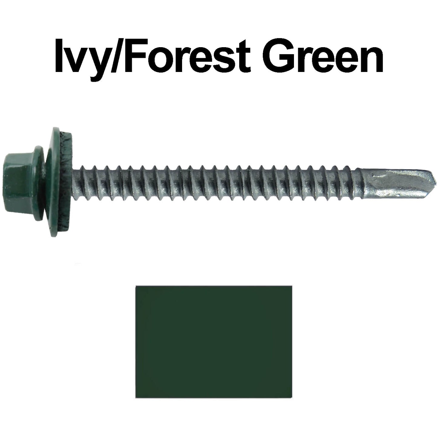 #12 X 3" Metal to Metal Type #3 Roofing Screws - Hex Washer Head - Self starting/self tapping - 5/8" EPDM washer. Colored head.
