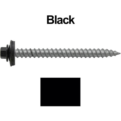 #12 x 2-1/2" RE-GRIP METAL ROOFING SCREWS - Hex Washer Head - Self starting/self tapping - EPDM washer. Colored head.