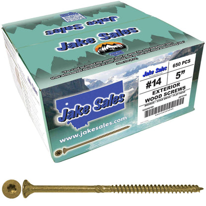 #14 x 5" - 8" Bronze Exterior Coated Wood Screws - Extra Long Bronze Wood Screw with Torx/Star Drive Head - Multipurpose Torx/Star Drive Wood Screws