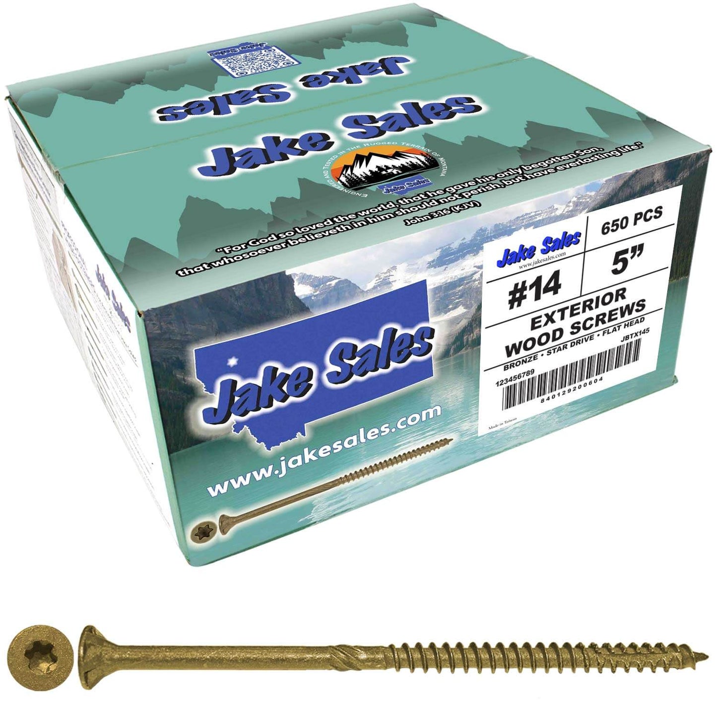 #14 x 5" - 8" Bronze Exterior Coated Wood Screws - Extra Long Bronze Wood Screw with Torx/Star Drive Head - Multipurpose Torx/Star Drive Wood Screws