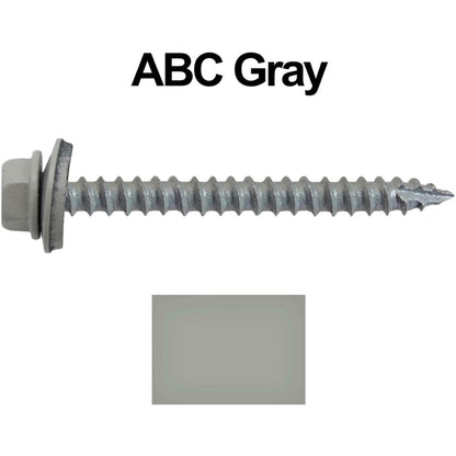 #14  x 2-1/2" Metal ROOFING SCREWS - Hex Washer Head - Self starting/self tapping - EPDM washer. Colored head.