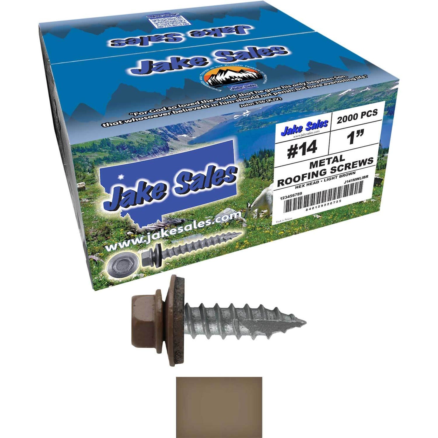 #14 x 1"  Metal ROOFING SCREWS - Hex Washer Head - Self starting/self tapping - EPDM washer. Colored head.