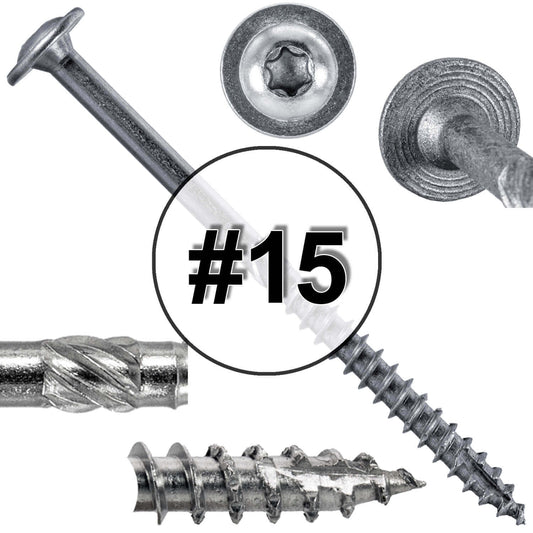 #15 Stainless Steel Construction Lag Screw  T-30 Torx/Star Drive Heavy Duty Lag Screw - Modified Truss Washer Head