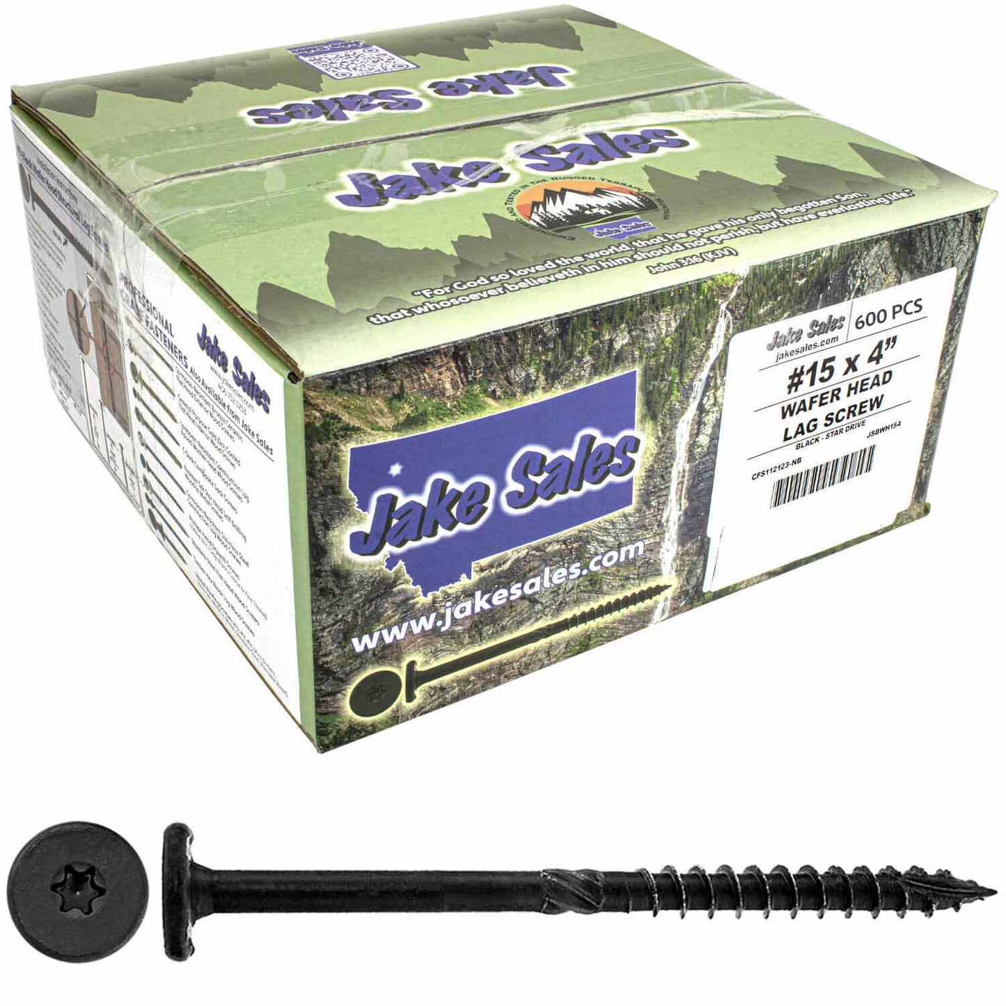 #15 Black Wafer Head Structural Lag Screws. Used for Log Construction, Timber Framing, Laminated Beams and Pole Barns Among Other Uses. T-30 Torx/Star Drive