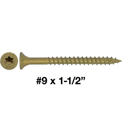 #9 x 1-1/2" - 3-1/8" Bronze Exterior Coated Wood Screw Torx/Star Drive Head - Multipurpose Exterior Coated Torx/Star Drive Wood Screws