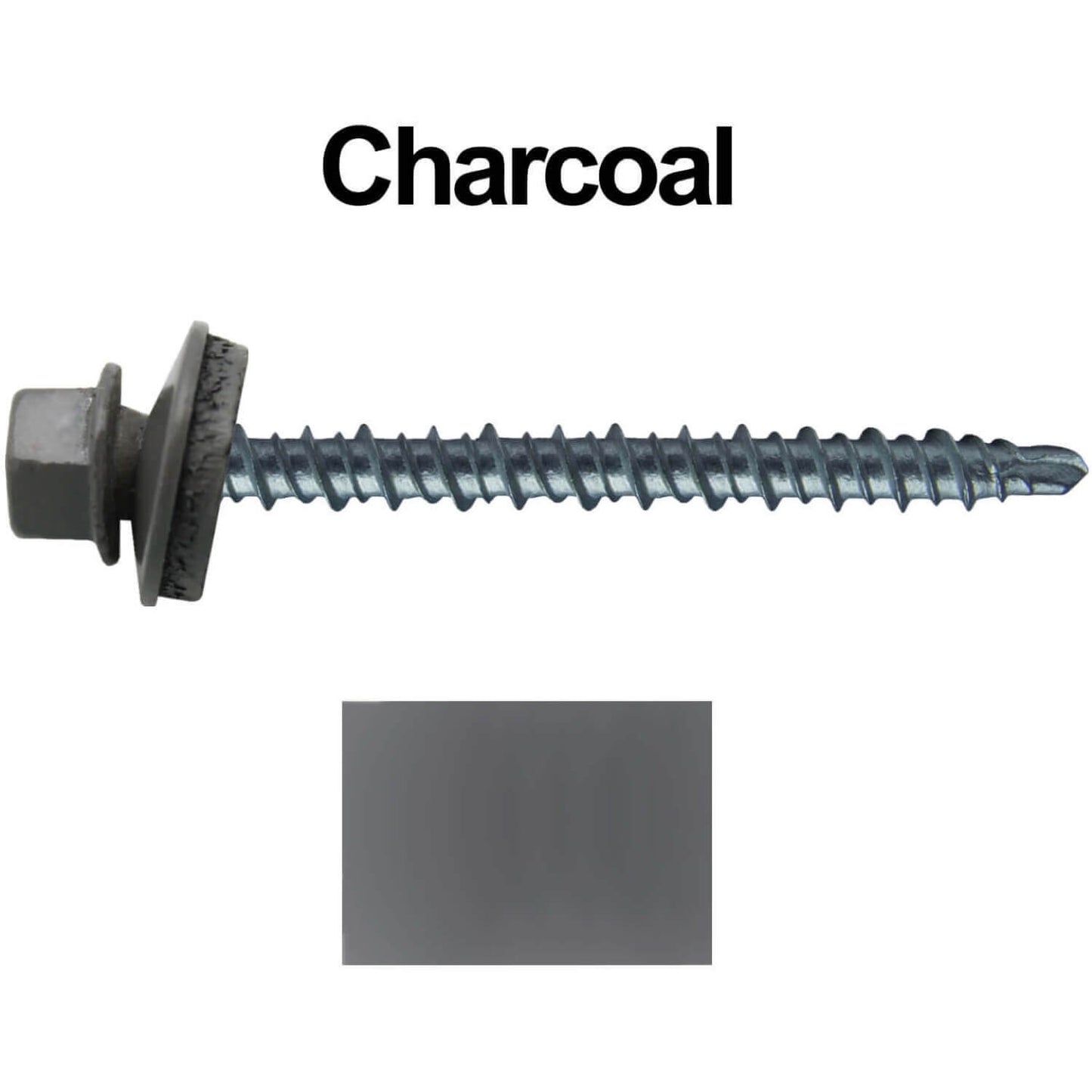 #10 x 2-1/2" Mini Driller Sheet Metal Roofing Screw - Hex Washer Head -  Self starting metal to wood siding screws. EPDM washer. Colored head.
