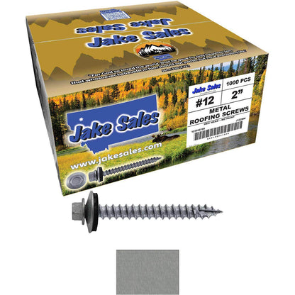 #12 x 2" RE-GRIP METAL ROOFING SCREWS - Hex Washer Head - Self starting/self tapping - EPDM washer. Colored head.