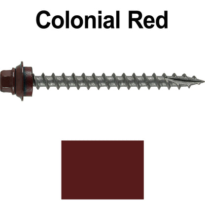 12 X 2-1/2" Metal Roofing Screws For OSB and Plywood - Galvanized Metal to Wood Type 17 Tip - 1/4" Hex Head - Assembled EPDM Washer