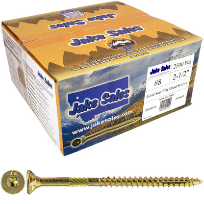 #8 Gold Star/Torx Drive Zinc Coated T-20 Flat Head Wood Screws