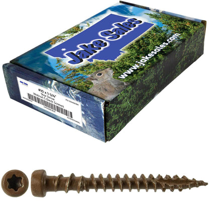 #10 x 1-3/4" Colored Composite Decking Wood Screws with Torx/Star Drive Head (T20 Bit), Exterior Coated, Compatible with Pressure Treated and ACQ Lumber