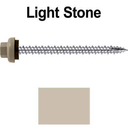 10 X 2-1/2" HI-LO Zinc Aluminum Cap Metal Roofing Screws - Hex Washer Head - Self starting/self tapping - EPDM washer. Colored head.
