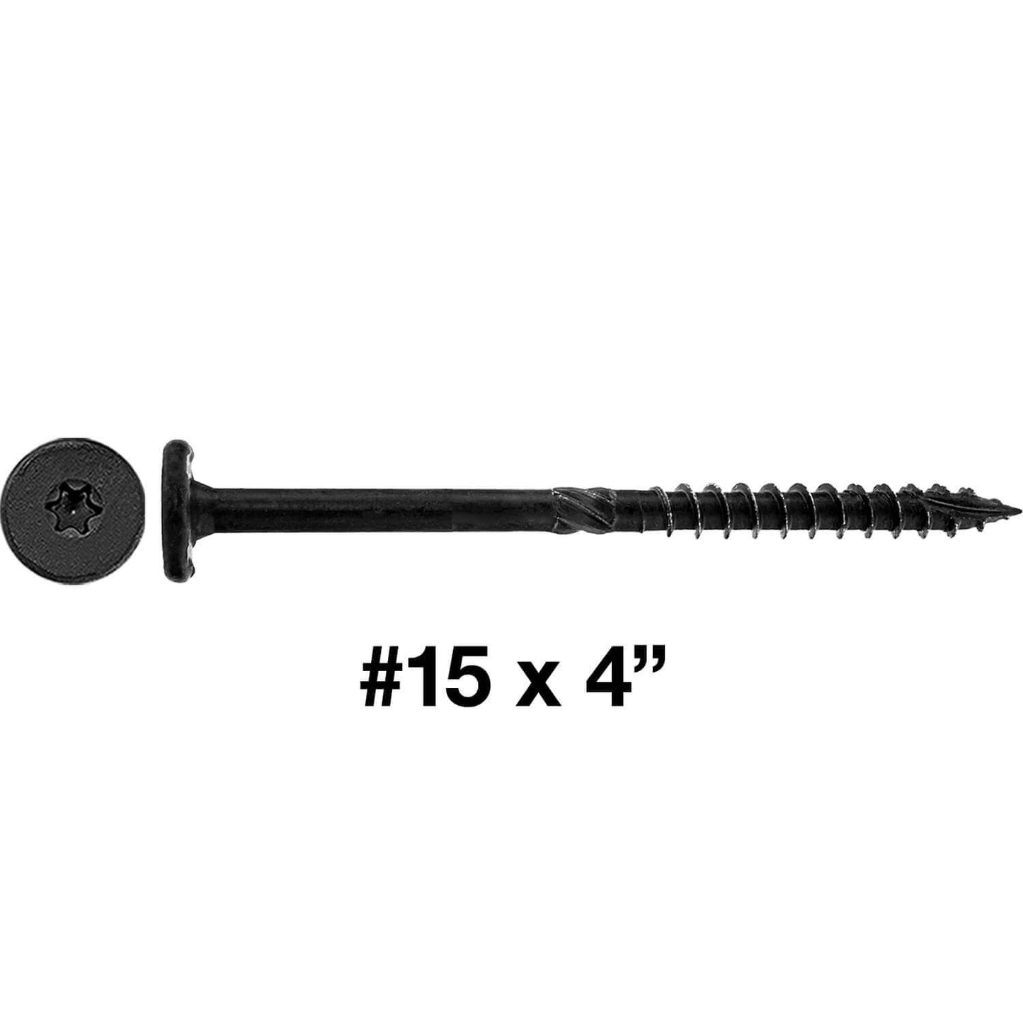 #15 Black Wafer Head Structural Lag Screws. Used for Log Construction, Timber Framing, Laminated Beams and Pole Barns Among Other Uses. T-30 Torx/Star Drive