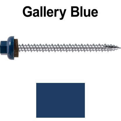 10 X 2-1/2" HI-LO Zinc Aluminum Cap Metal Roofing Screws - Hex Washer Head - Self starting/self tapping - EPDM washer. Colored head.