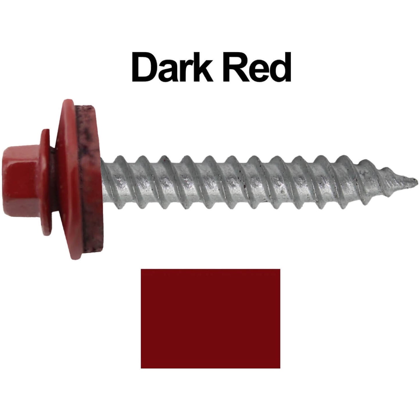 12 x 1-1/2"  Metal ROOFING SCREWS - Hex Washer Head - Self starting/self tapping - EPDM washer. Colored head.