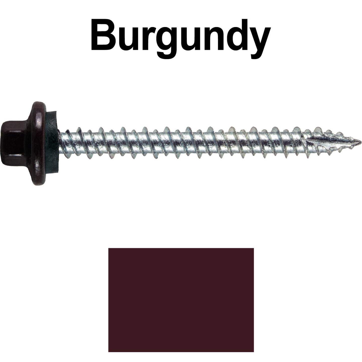 10 x 2” - STAINLESS HEX / ZINC Sheet Metal Roof Screw. Self starting metal to wood siding screws. EPDM washer. Colored head.