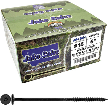 #15 Black Wafer Head Structural Lag Screws. Used for Log Construction, Timber Framing, Laminated Beams and Pole Barns Among Other Uses. T-30 Torx/Star Drive