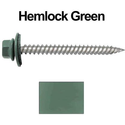 12 x 2-1/2" Stainless Steel Metal Roofing Screw - Hex Washer Head - Self starting/self tapping - EPDM washer. Colored head.