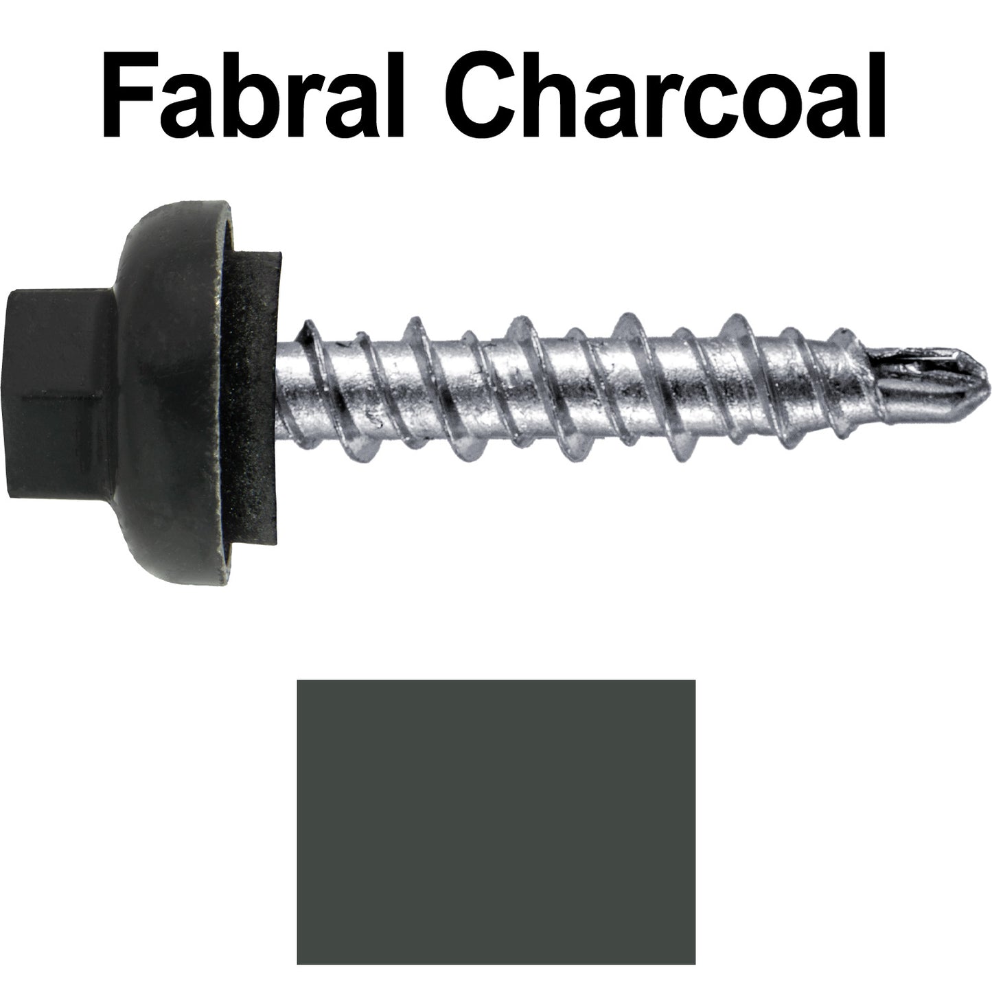 10 X 1" Zinc Aluminum Cap MINI-DRILLER Roofing Screws HI-LO THREAD Zinc Plated Carbon Steel Shank - EPDM Washer - Colored head