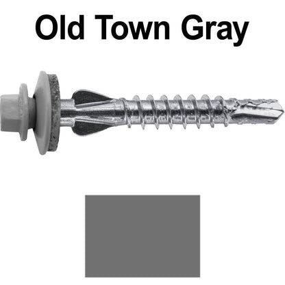 12 X 1-1/2" PFP STAINLESS STEEL Fastener - 1/4" Washer Hex Head - #3 Drill Point Tip -  For Polycarbonite, Fiberglass and PVC sheeting. Colored head.