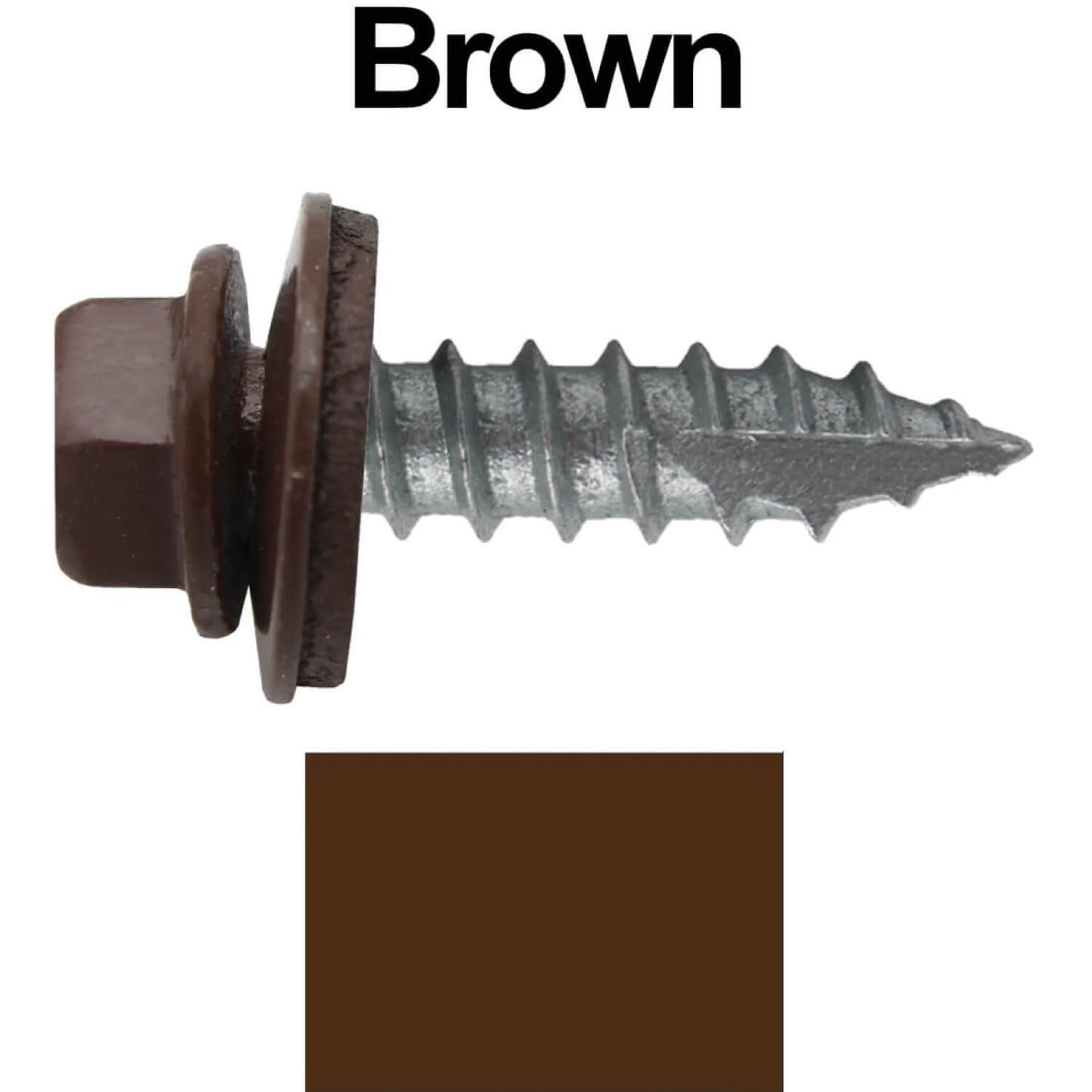 #14 x 1"  Metal ROOFING SCREWS - Hex Washer Head - Self starting/self tapping - EPDM washer. Colored head.
