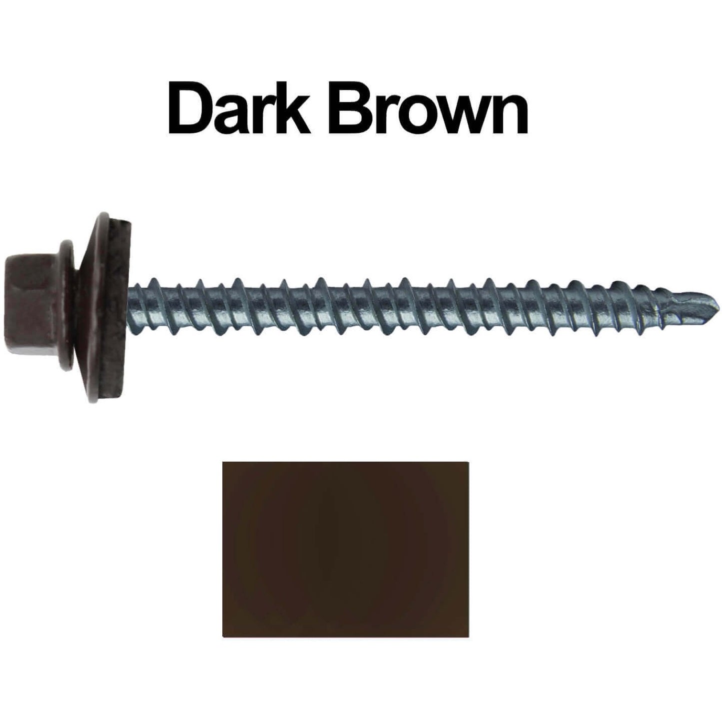 #10 x 2-1/2" Mini Driller Sheet Metal Roofing Screw - Hex Washer Head -  Self starting metal to wood siding screws. EPDM washer. Colored head.