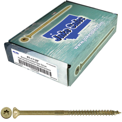 #9 x 1-1/2" - 3-1/8" Bronze Exterior Coated Wood Screw Torx/Star Drive Head - Multipurpose Exterior Coated Torx/Star Drive Wood Screws