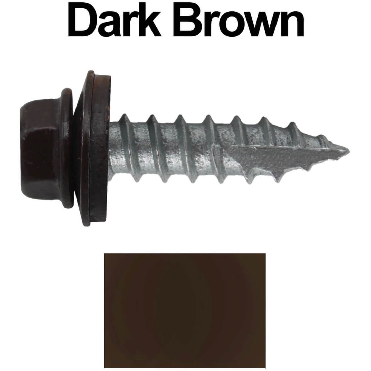 #14 x 1"  Metal ROOFING SCREWS - Hex Washer Head - Self starting/self tapping - EPDM washer. Colored head.