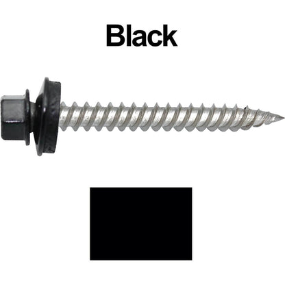 12 x 2"  Stainless Steel Metal Roofing Screw - Hex ReGrip Washer Head - Self starting/self tapping - EPDM washer. Colored head.