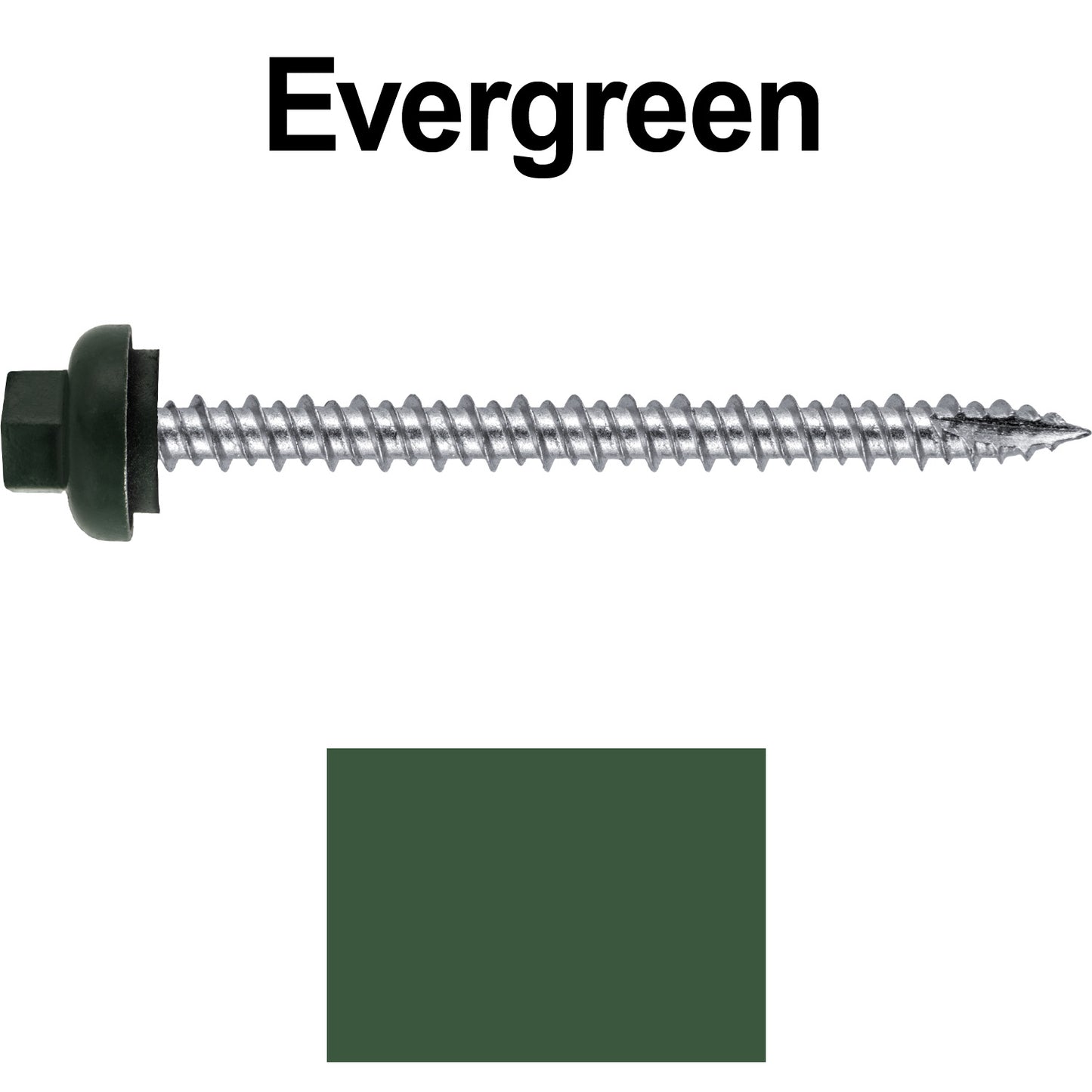 10 X 2-1/2" HI-LO Zinc Aluminum Cap Metal Roofing Screws - Hex Washer Head - Self starting/self tapping - EPDM washer. Colored head.