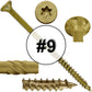 #9 x 1-1/2" - 3-1/8" Bronze Exterior Coated Wood Screw Torx/Star Drive Head - Multipurpose Exterior Coated Torx/Star Drive Wood Screws