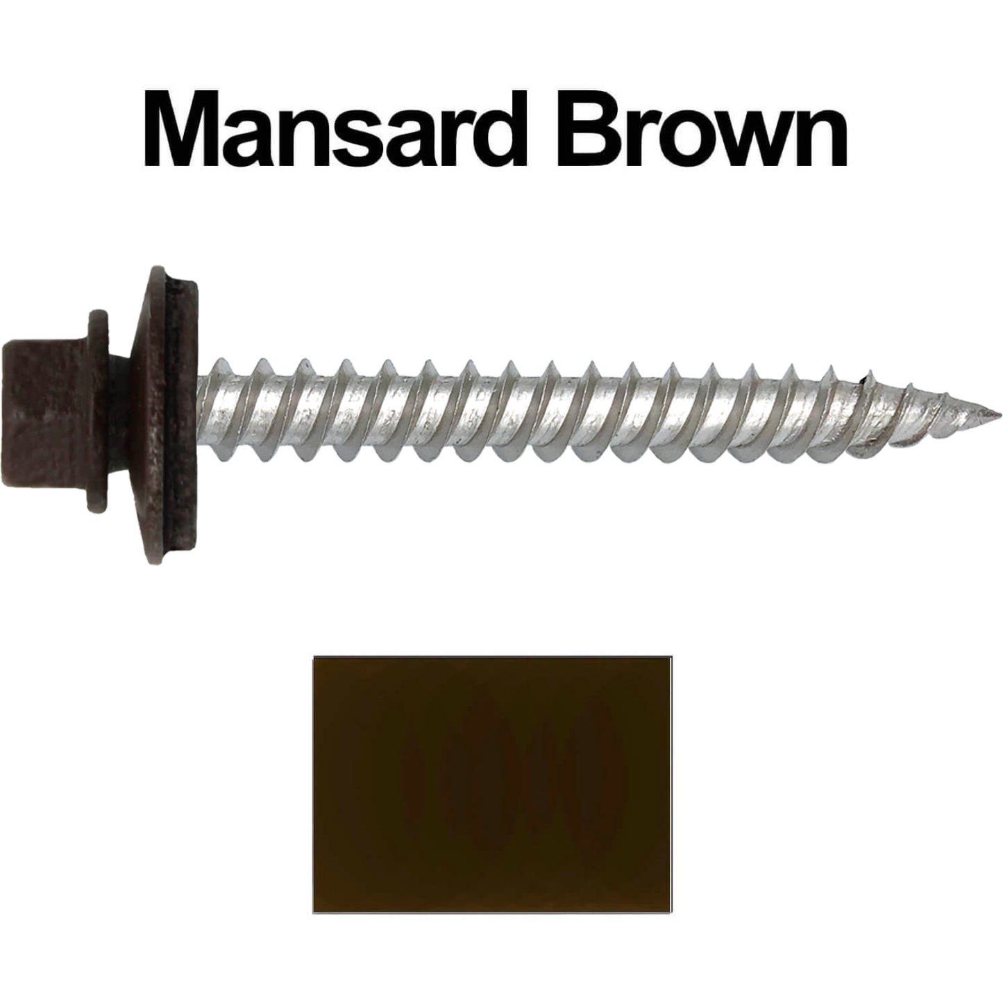 12 x 2"  Stainless Steel Metal Roofing Screw - Hex ReGrip Washer Head - Self starting/self tapping - EPDM washer. Colored head.