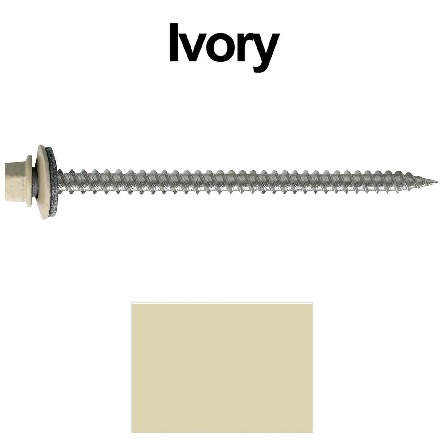 #9 x 3" Stainless Steel Metal Roofing Screws - Hex Washer Head - Self starting/self tapping - EPDM washer. Colored head.