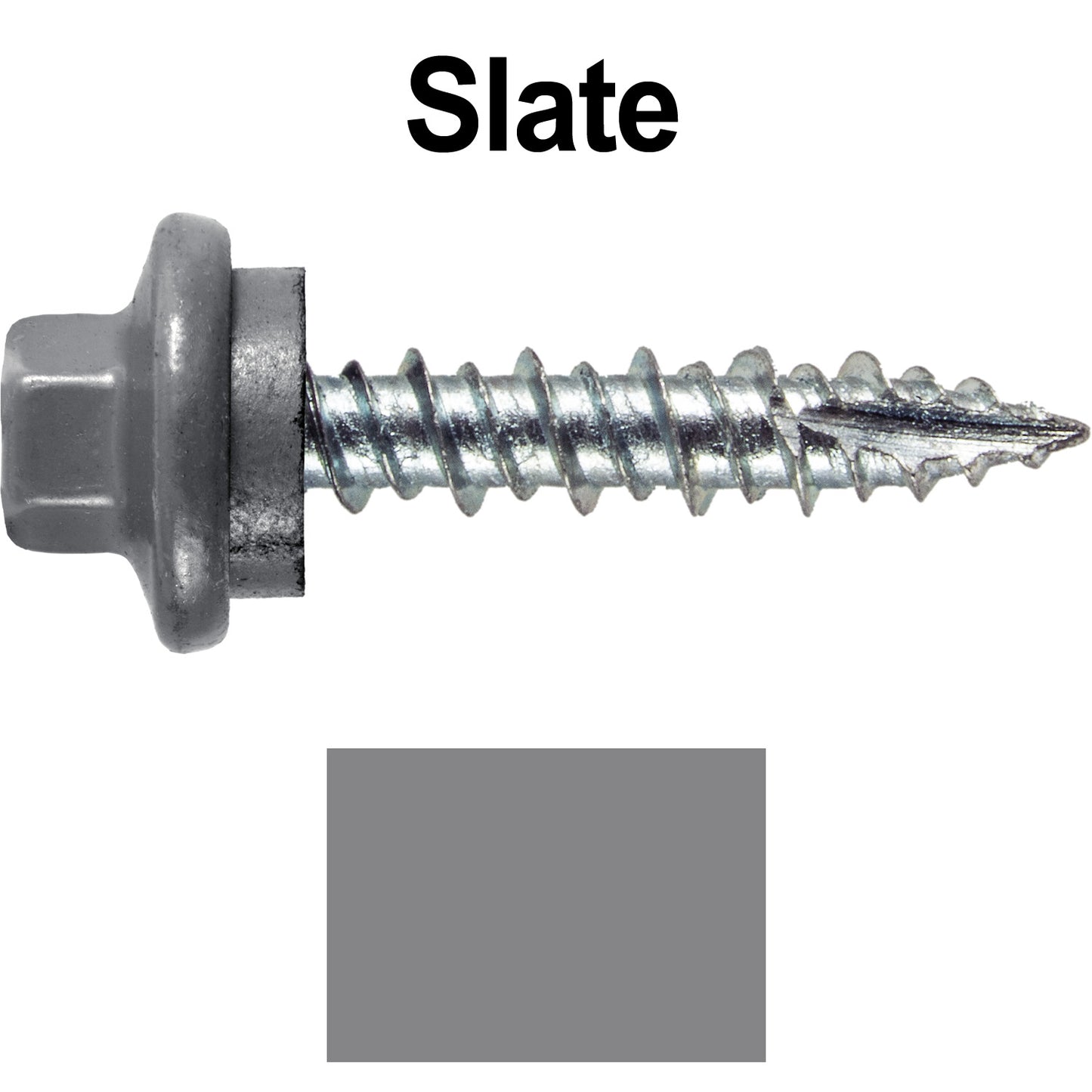 10 x 1" - STAINLESS HEX / ZINC Sheet Metal Roof Screw. Self starting metal to wood siding screws. EPDM washer. Colored head.