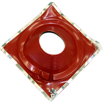 DEKTITE SQUARE BASE COMBO PIPE FLASHING BOOT: RED High Temp Silicone Square Base Flexible Pipe Flashing Dektite