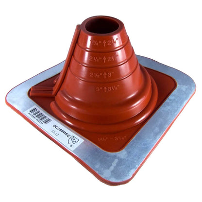 DEKTITE SQUARE BASE COMBO PIPE FLASHING BOOT: RED High Temp Silicone Square Base Flexible Pipe Flashing Dektite