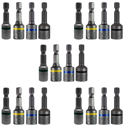 Magnetic Hex Head Driver Bits w/Quick Change Shank - Used for Installing Screws, Nuts, Bolts, etc. - Commonly Used for Metal Roofing Screws