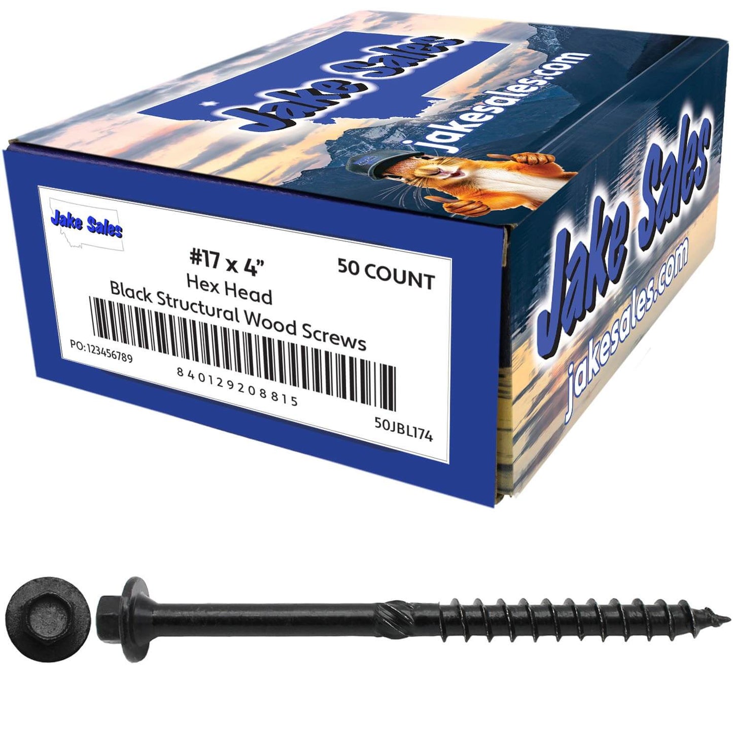 #17 Heavy-Duty Black Timber, Log & Structural Wood Screws - Exterior Coated - Use for Fastening Ledger Boards, Large Timbers, Logs and more.