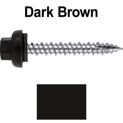 10 X 1-1/2" HI-LO Zinc Aluminum Cap Metal Roofing Screws - Hex Washer Head - Self starting/self tapping - EPDM washer. Colored head.