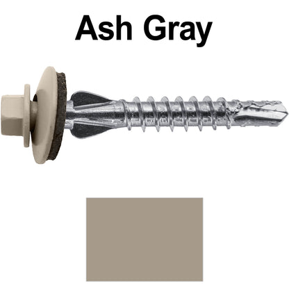12 X 1-1/2" PFP STAINLESS STEEL Fastener - 1/4" Washer Hex Head - #3 Drill Point Tip -  For Polycarbonite, Fiberglass and PVC sheeting. Colored head.