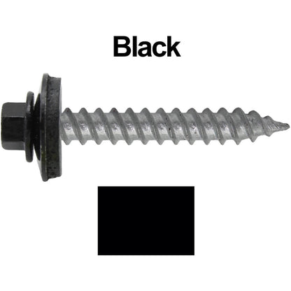 #12 x 1-1/2"  RE-GRIP METAL ROOFING SCREWS - Hex Washer Head - Self starting/self tapping - EPDM washer. Colored head.