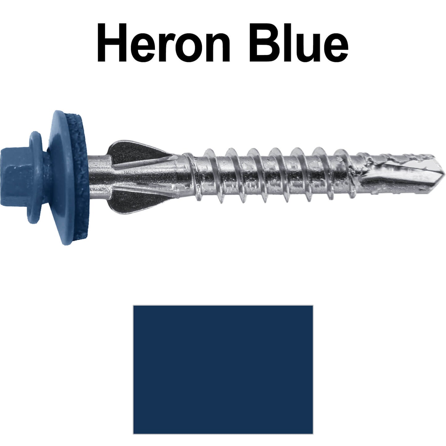 12 X 1-1/2" PFP STAINLESS STEEL Fastener - 1/4" Washer Hex Head - #3 Drill Point Tip -  For Polycarbonite, Fiberglass and PVC sheeting. Colored head.